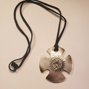 Abalone and crystal pendant necklace